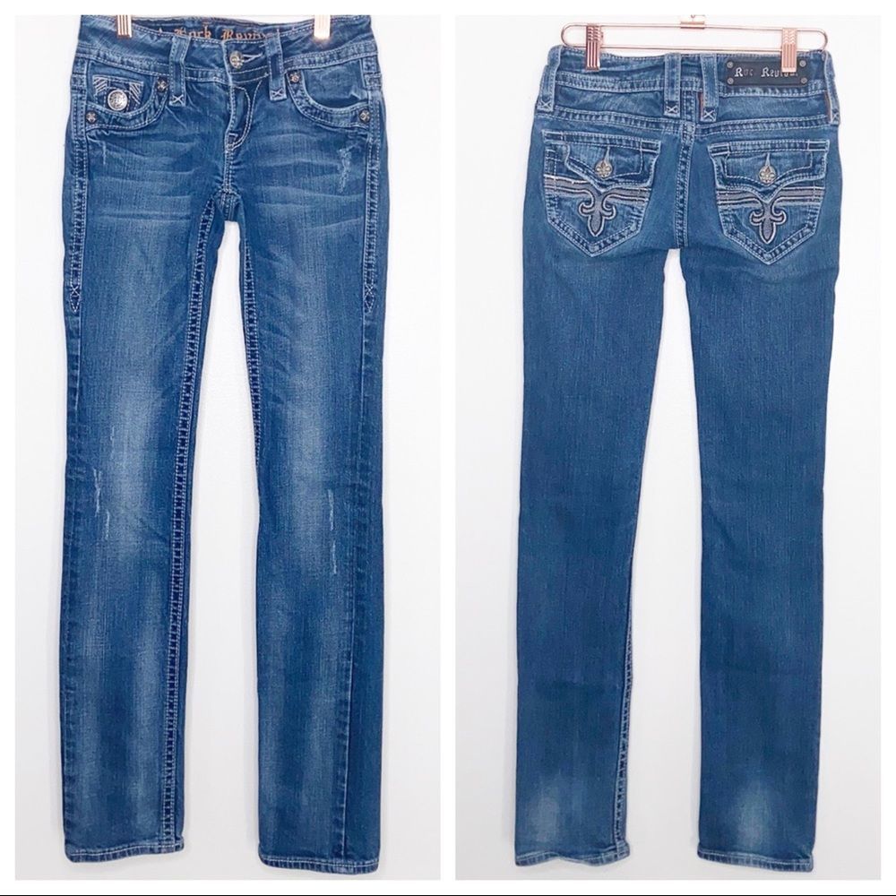 Rock Revival Tori Straight Leg Back Pocket Flap Western Women’s Size 25